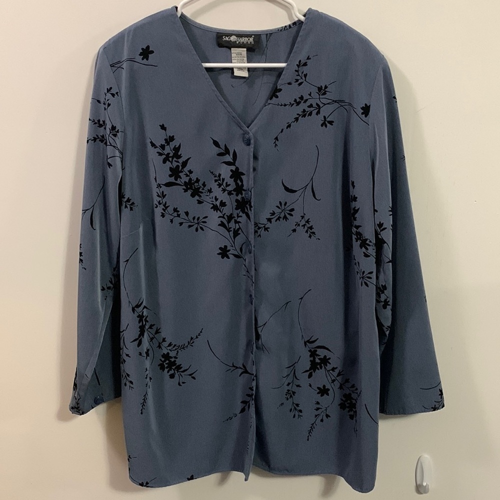 Sag Harbor long sleeve button up - blazer or top? Sz XL, see measurements